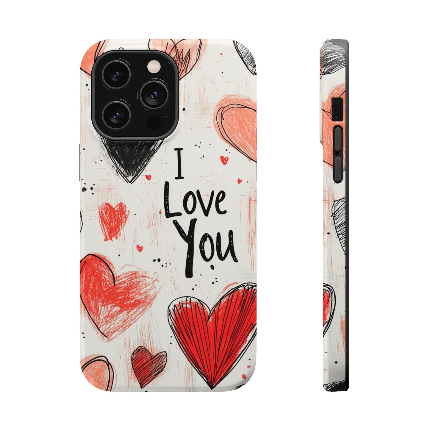 Romantic "I Love You" Heart Sketch - MagSafe Compatible Case