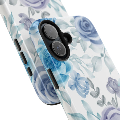 Elegant Blue & Violet Roses iPhone Case – Luxurious Floral Design for Chic Device Protection