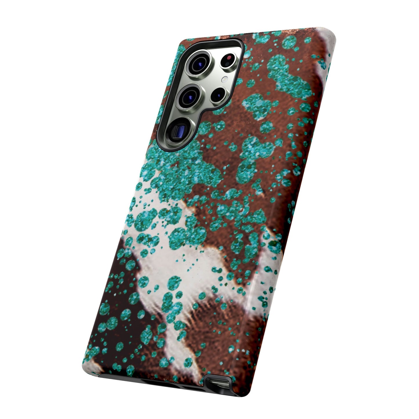 Teal Glitter Cowhide - Samsung Galaxy Series Case