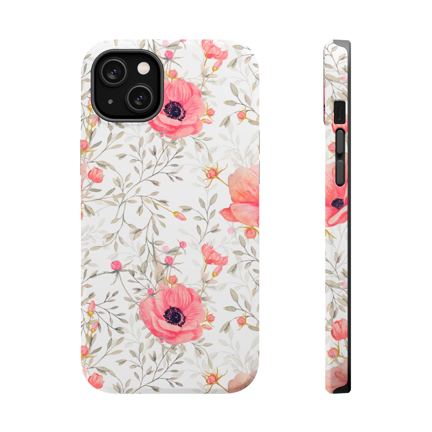 Pink Floral Watercolor MagSafe iPhone Case – Elegant Blossom Design with Magnetic Compatibility