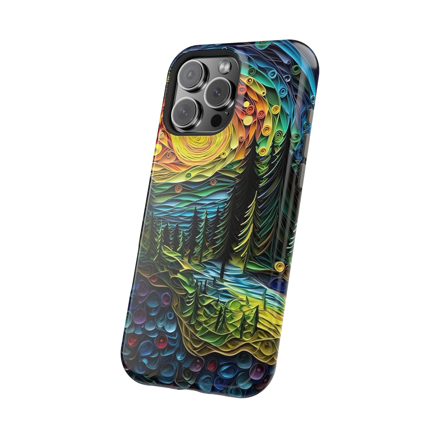 Radiant Forest Sunset MagSafe iPhone Case – Artistic Landscape Design