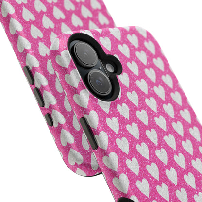 Pink Glitter Heart Pattern MagSafe Case