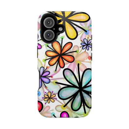 Retro Floral Pop MagSafe iPhone Case – Ultra-Slim Design, High-Gloss Finish