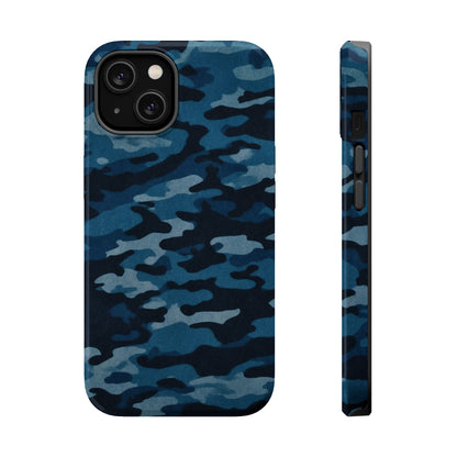 Dark Blue Camouflage – MagSafe iPhone Case with Modern Rugged Style