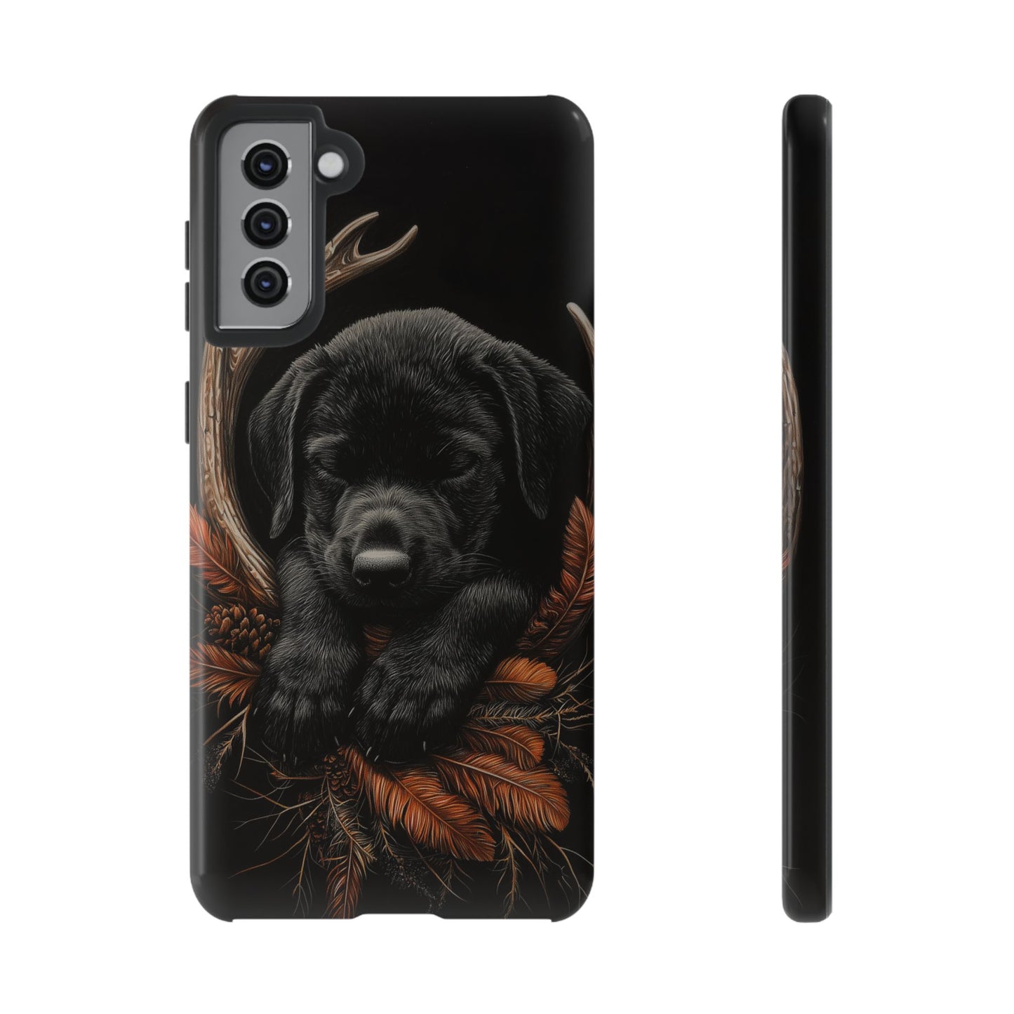 Charming Black Labrador Puppy on Feathers Samsung Galaxy Case