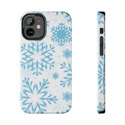 Frosty Blue Snowflakes iPhone Case – Shockproof, Smooth Matte Finish, Dual-Layer Design