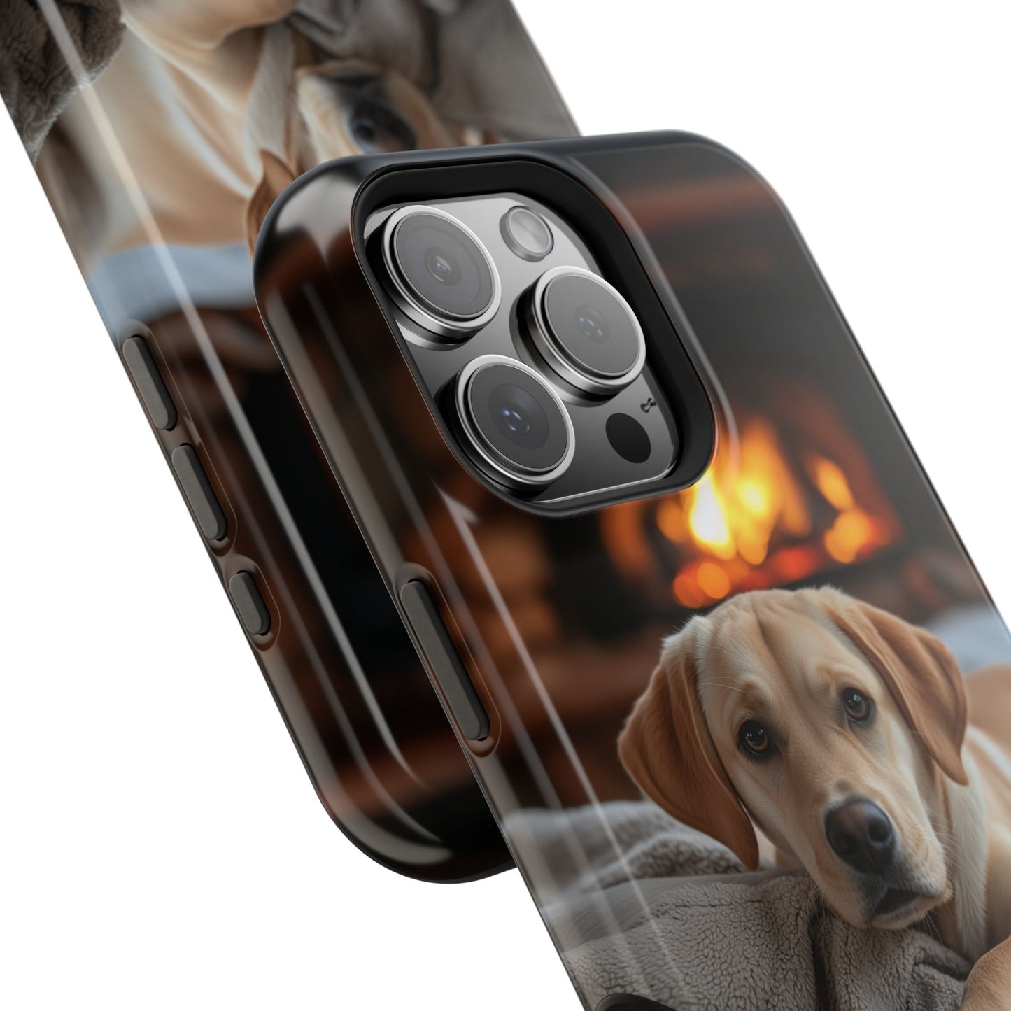 Cozy Golden Retriever by the Fireplace - MagSafe Case