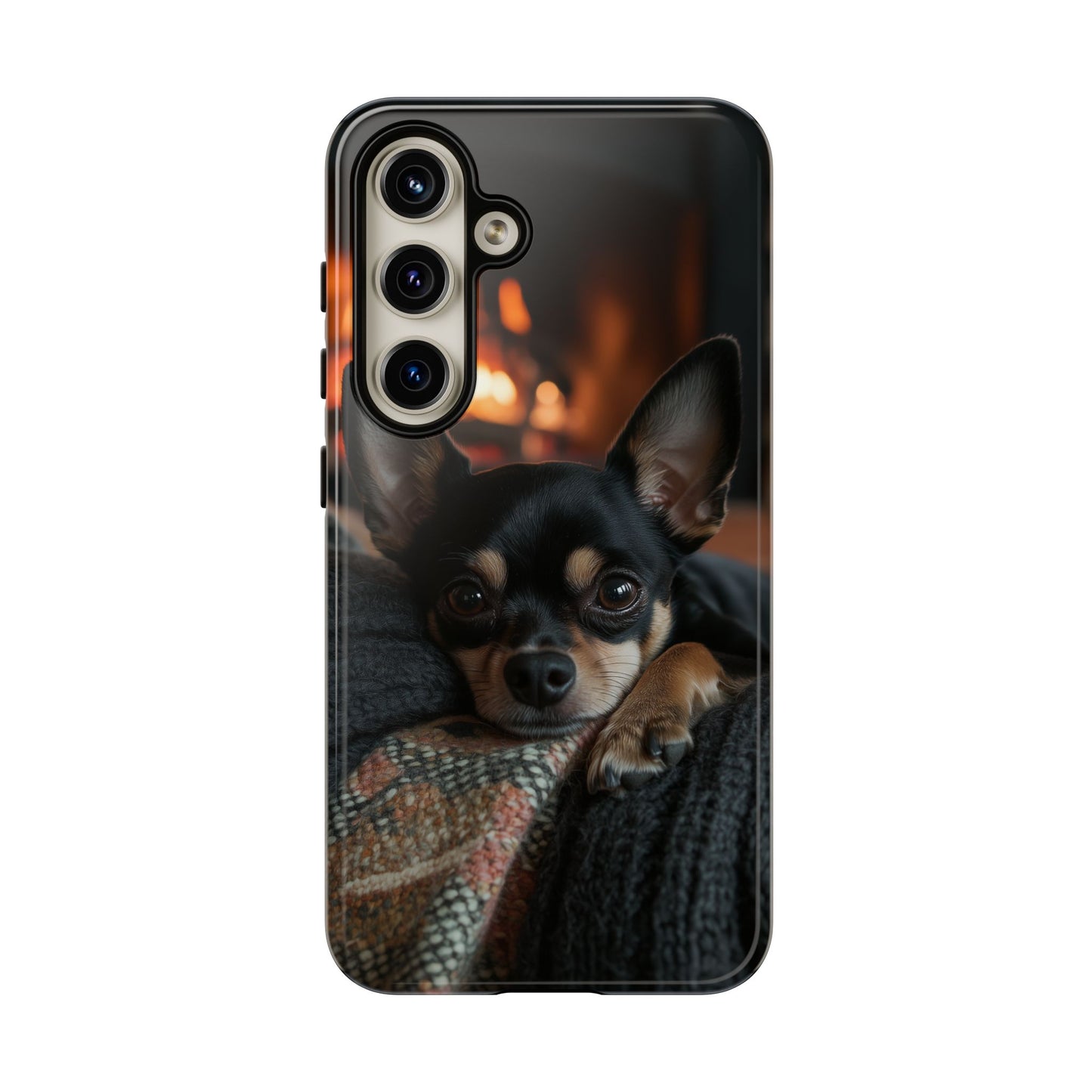 Cozy Chihuahua Fireplace Samsung Galaxy Case – Warm and Protective Design