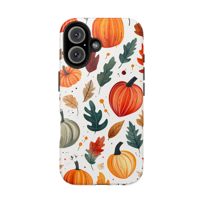 Autumn Harvest iPhone Case - Pumpkin and Fall Leaf Design