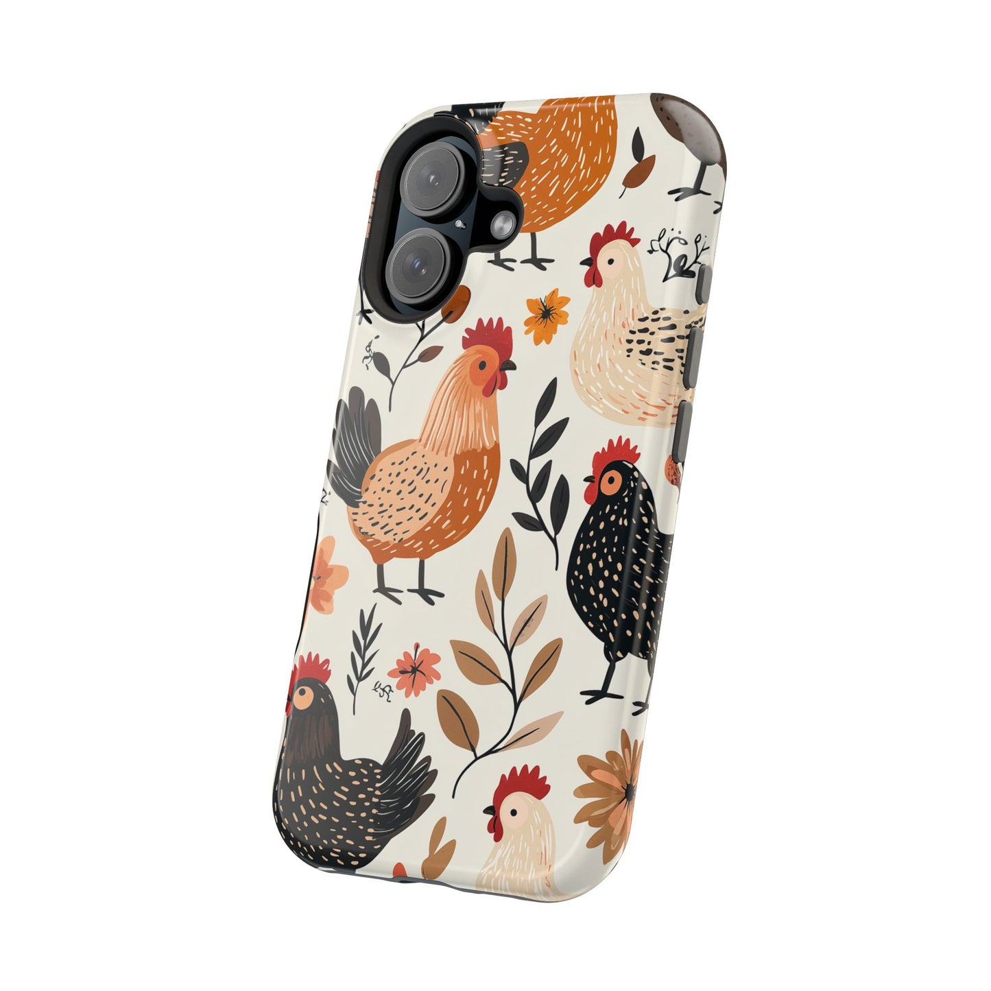 MagSafe iPhone Case: Cluckin' Vintage – Chickens & Leaves