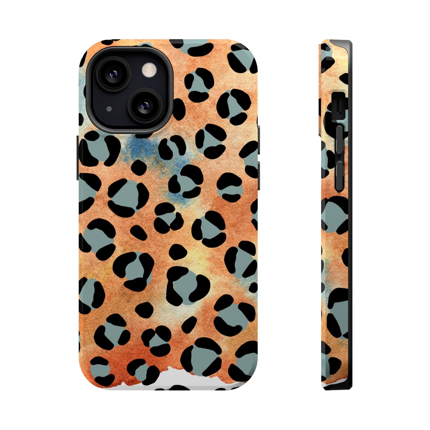 Sunset Watercolor Leopard Print Tough MagSafe iPhone Case – Artistic Animal Pattern with Dual-Layer Protection