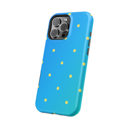 Blue Ocean Gradient Polka Dots MagSafe iPhone Case – Shockproof, Smooth Matte Finish, Dual-Layer Design