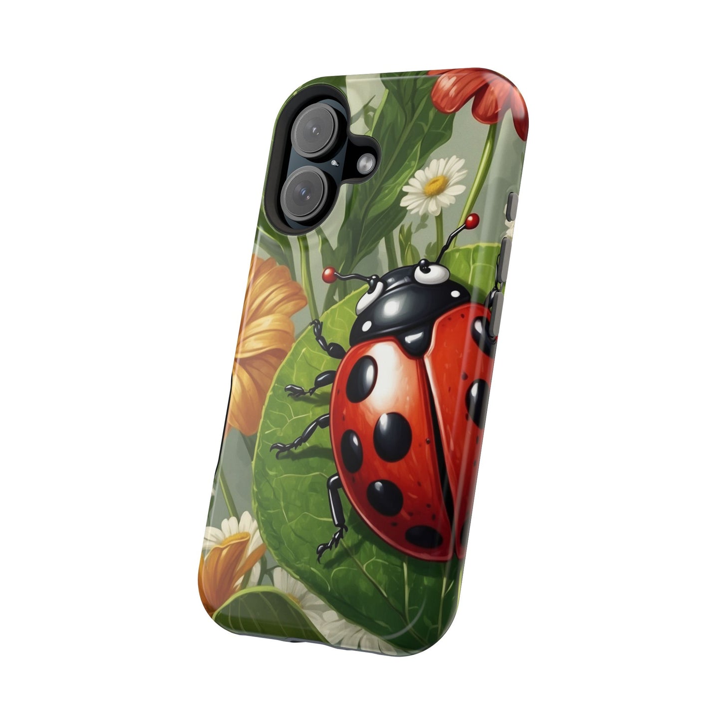 Ladybug Garden MagSafe iPhone Case – Whimsical Floral Design