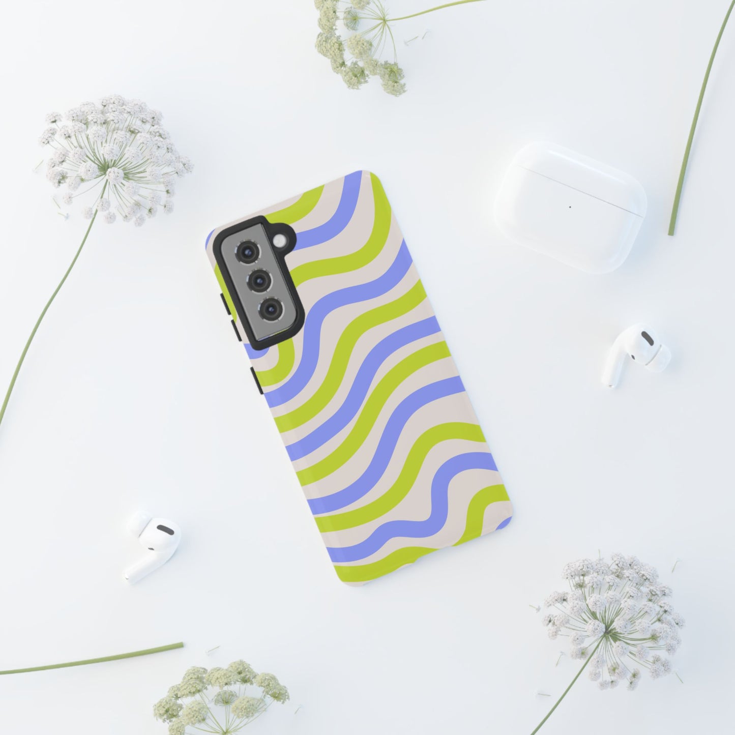 Neon Wave Samsung Galaxy Case – Bold Dual-Layer Protection with 70s-Inspired Vibe