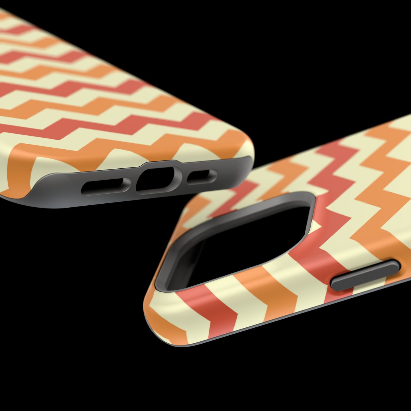 Warm Sunset Chevron – Orange, Red & Cream Geometric MagSafe iPhone Case