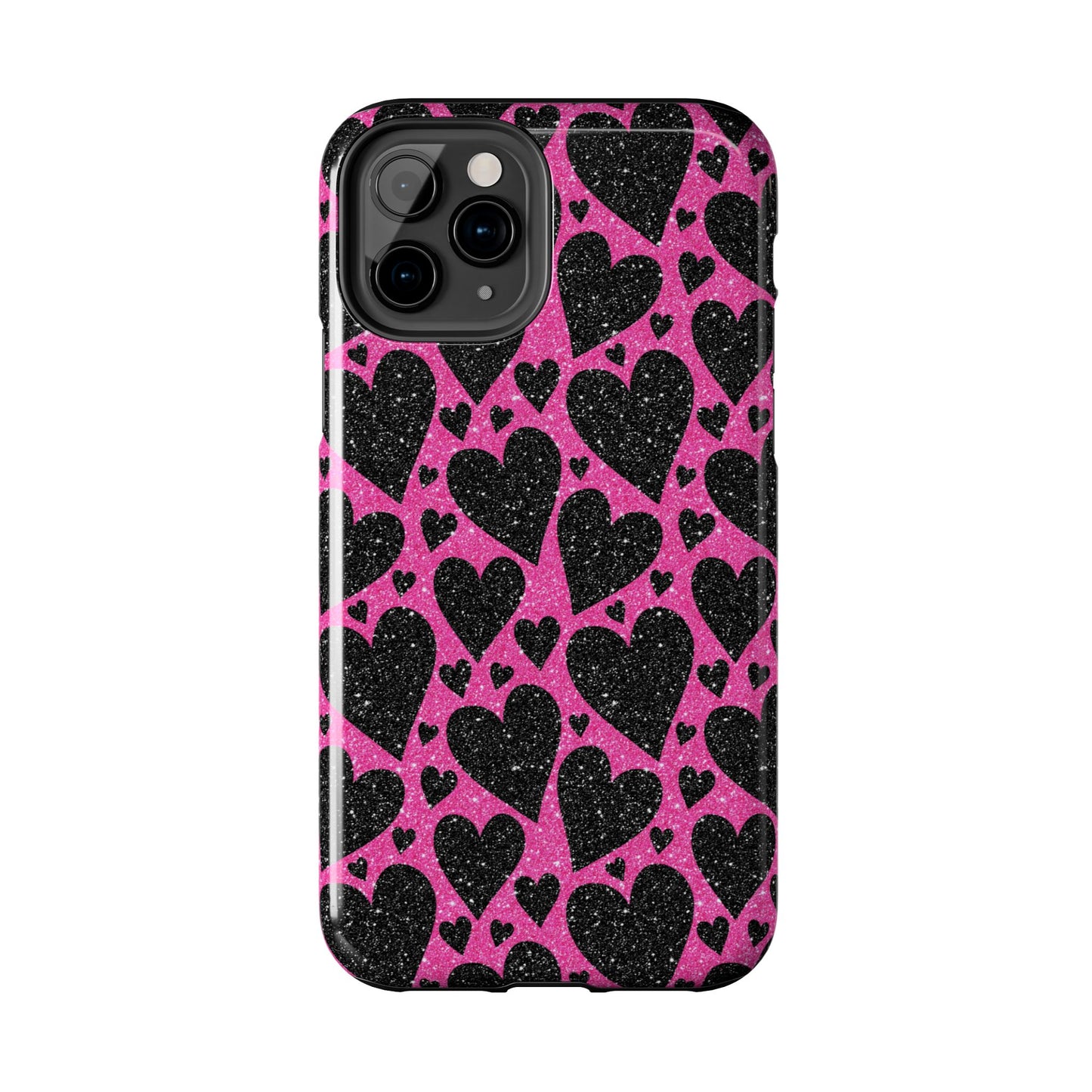 Pink Glitter Hearts iPhone Case