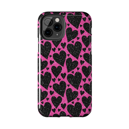 Pink Glitter Hearts iPhone Case