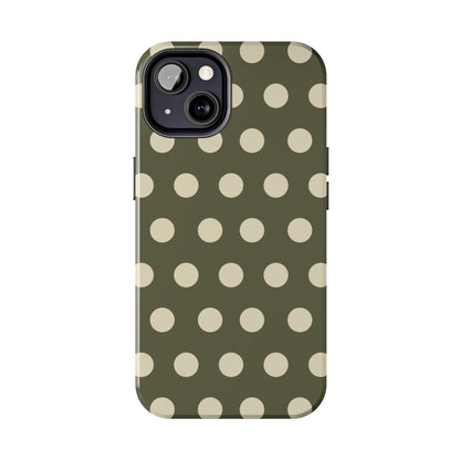 Vintage Green & Cream Polka Dots – iPhone Case