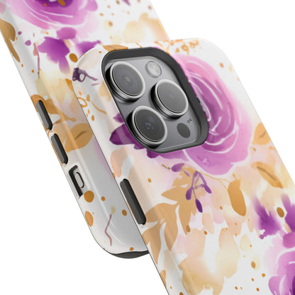 Soft Purple & Gold Floral Splash - MagSafe iPhone Series Case