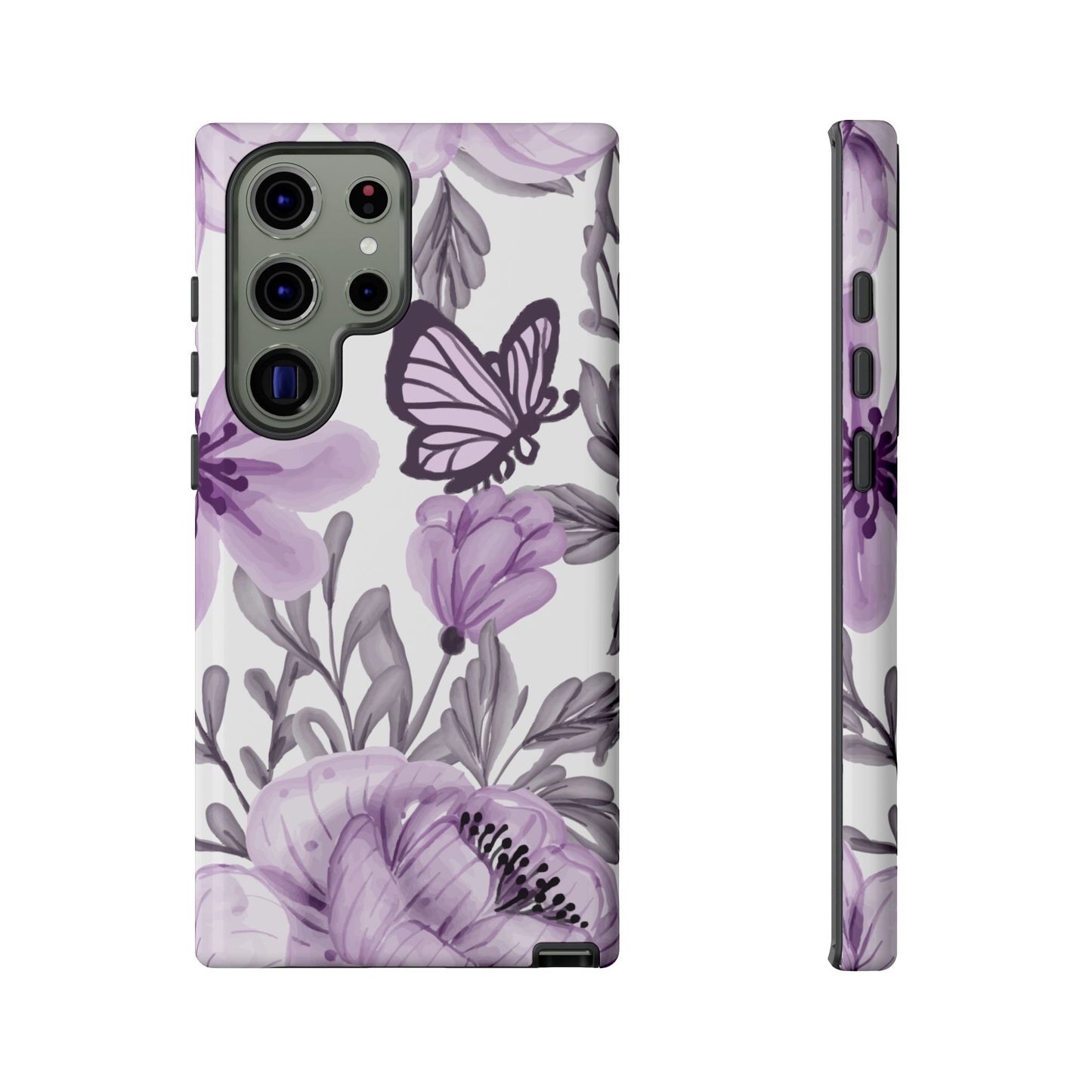 Lavender Bloom Butterfly Samsung Galaxy Case – Delicate Floral Design with Watercolor Details