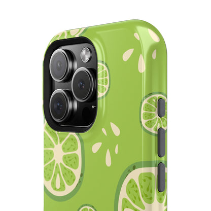 Zesty Lime Splash Tough MagSafe iPhone Case – Fresh Citrus Design, Dual-Layer Protection