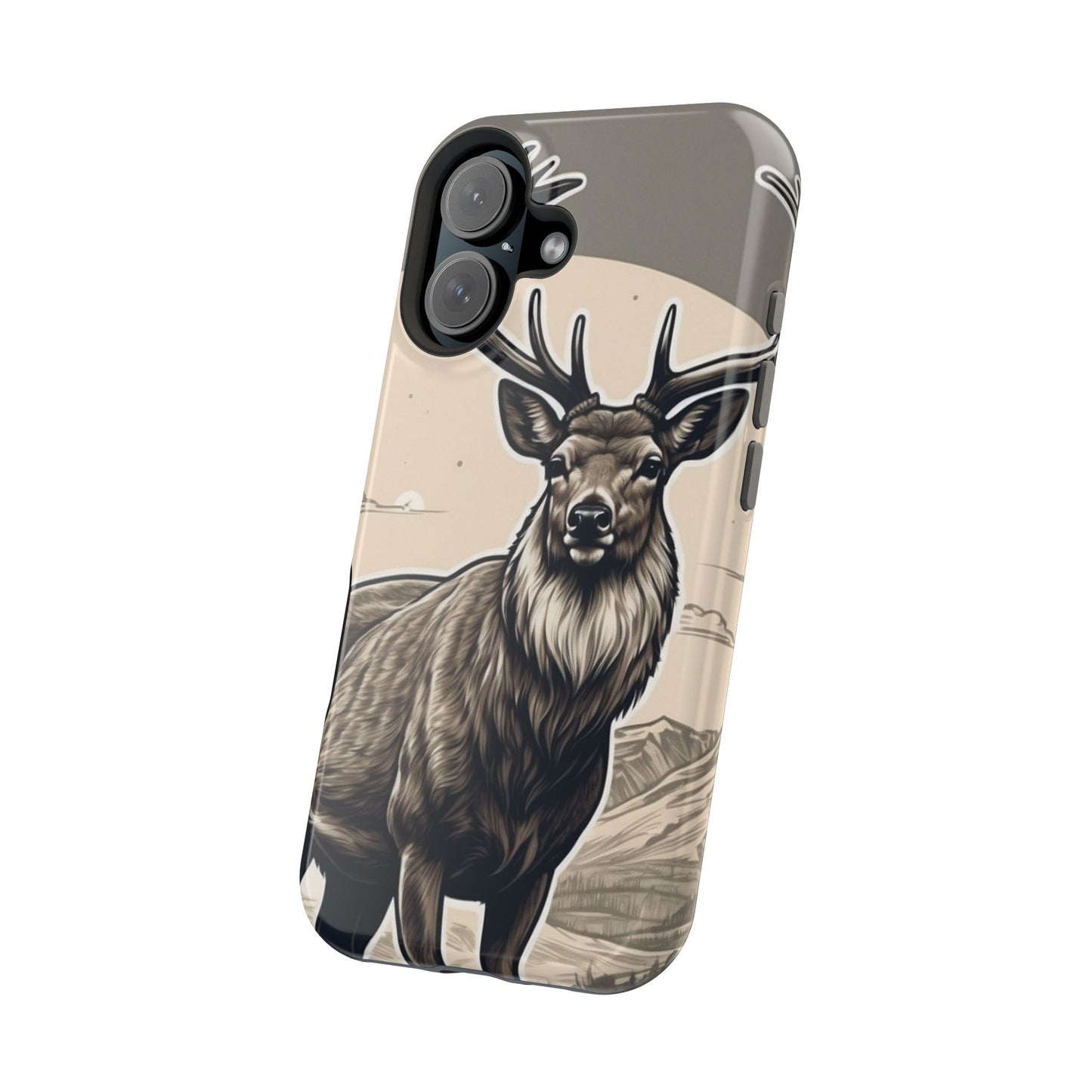 Monochrome Majesty – Regal Stag MagSafe iPhone Cases