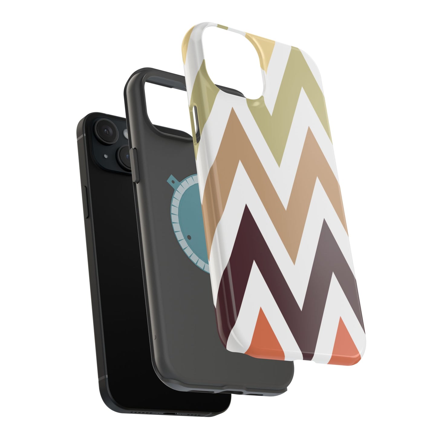 Earthy Chevron MagSafe iPhone Case – Boho-Inspired Design with Dual-Layer Protection