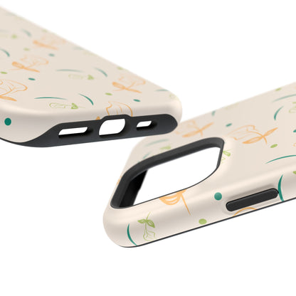 Soft Pastel Abstract Floral Tough MagSafe iPhone Case – Playful Minimalist Design with Dual-Layer Protection