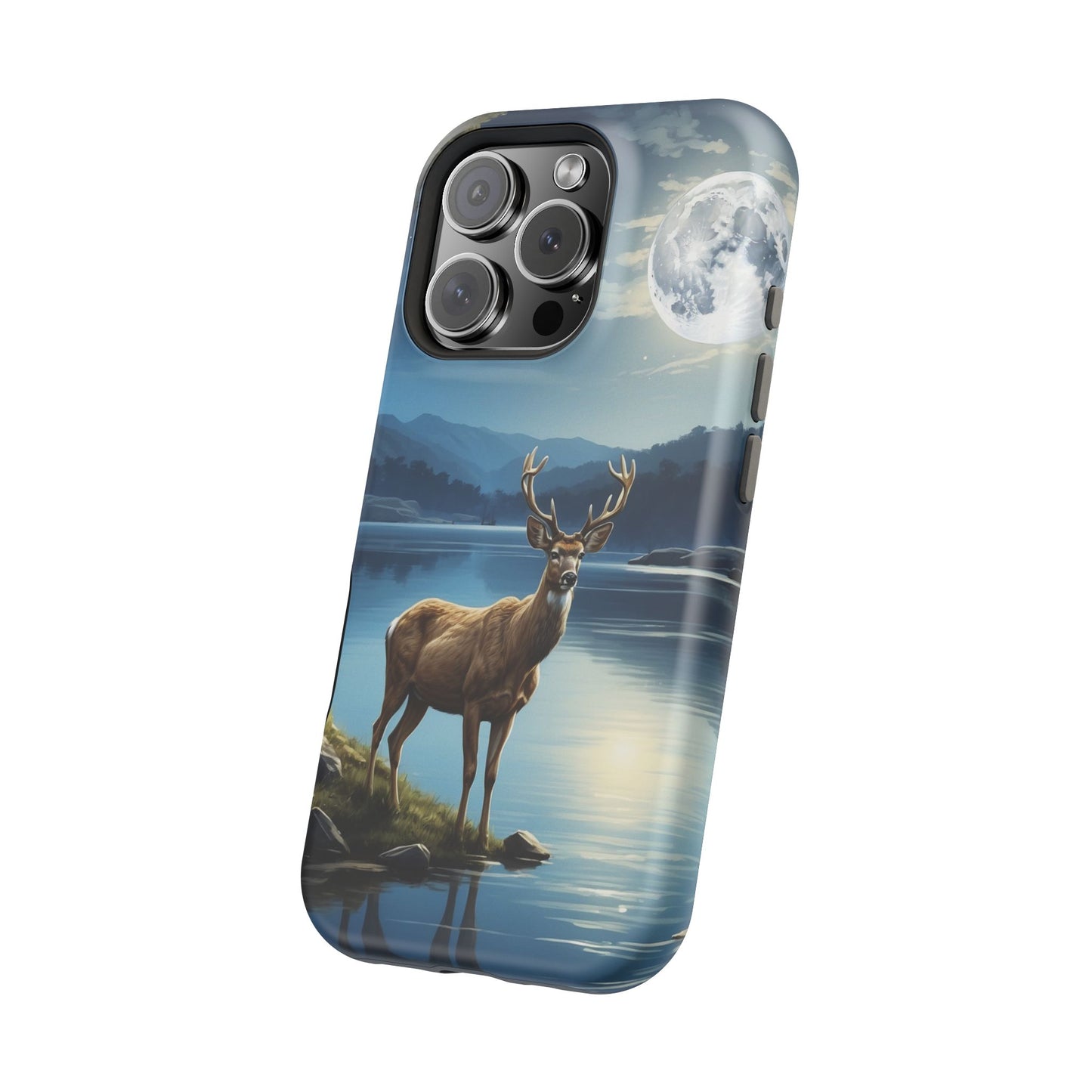 Moonlit Elegance: Stag by the Lake – MagSafe iPhone Case