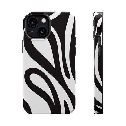 Modern Black and White Abstract Tough MagSafe iPhone Case – Bold Graphic Pattern with Dual-Layer Protection