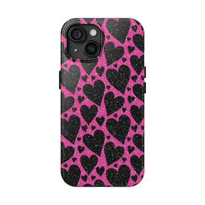 Pink Glitter Hearts iPhone Case