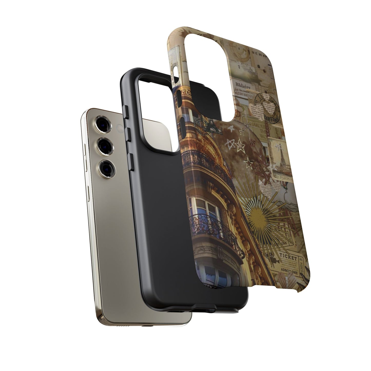 Parisian Dream Collage Samsung Galaxy Case – Dual-Layer Protection with Vintage French Aesthetic