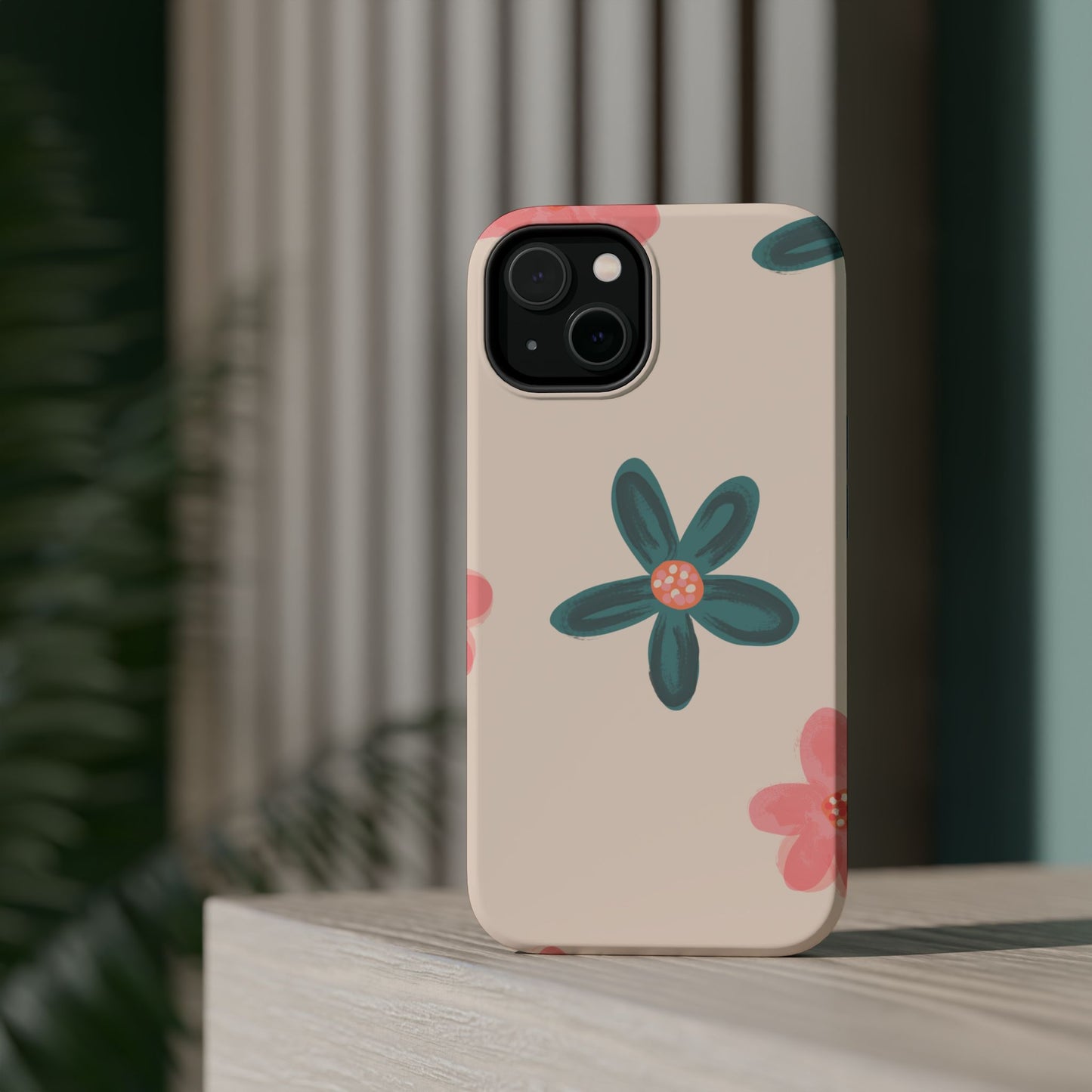 Vintage Floral Tough MagSafe iPhone Case – Soft Matte Finish with Dual-Layer Protection