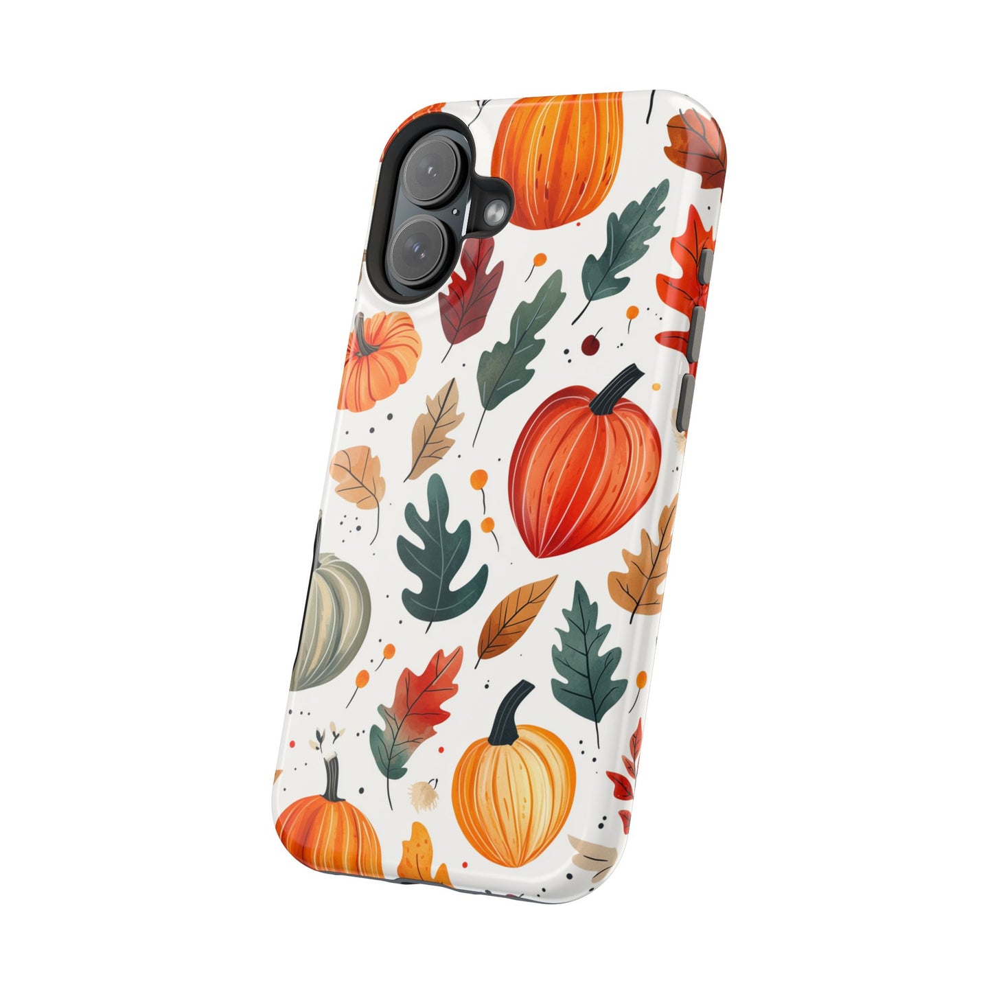 Autumn Harvest MagSafe iPhone Case - Pumpkin and Fall Leaf Design