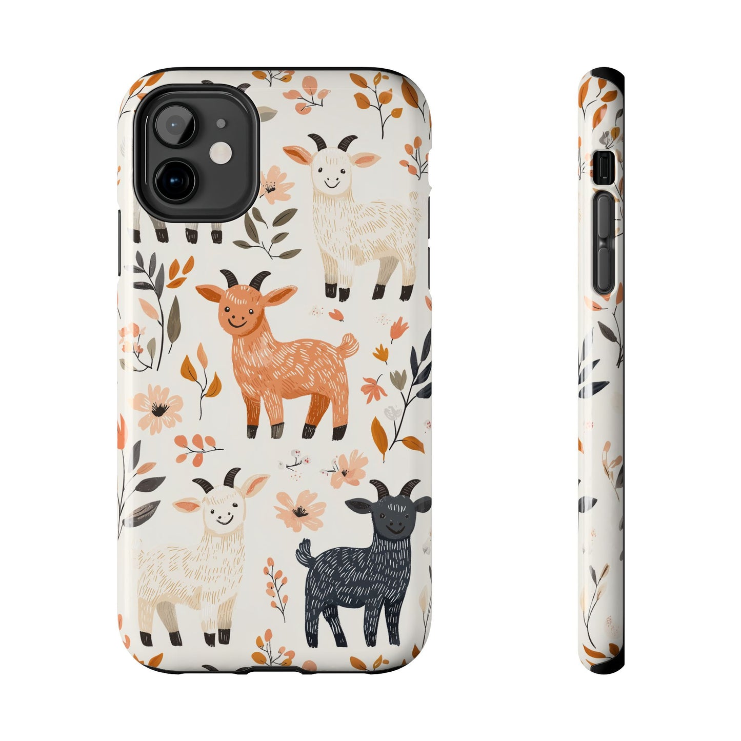 iPhone Case: Smiley Goats & Dried Flowers – Vintage Charm