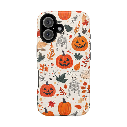 Halloween Pumpkin & Skeleton MagSafe iPhone Case – Spooky Autumn Design