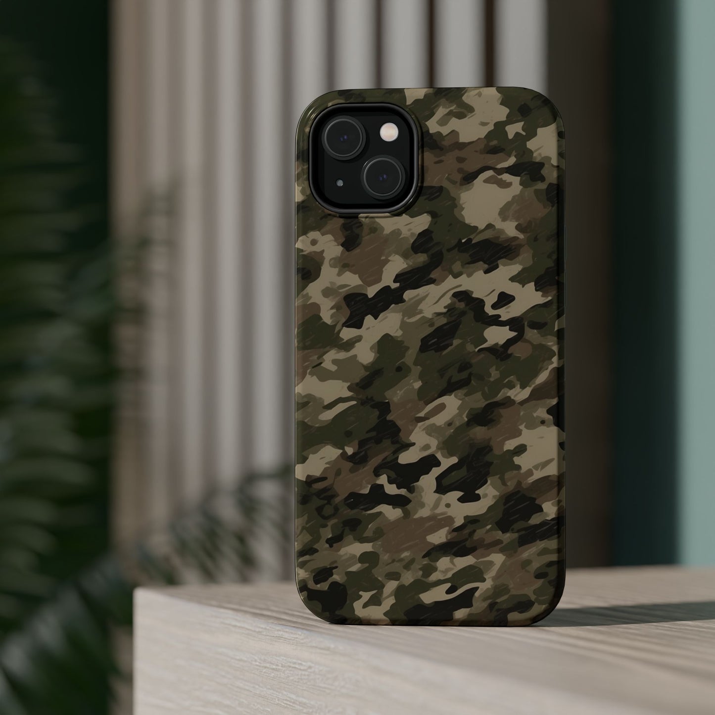 Classic Light Brown Camouflage – MagSafe iPhone Case with Rugged Elegance