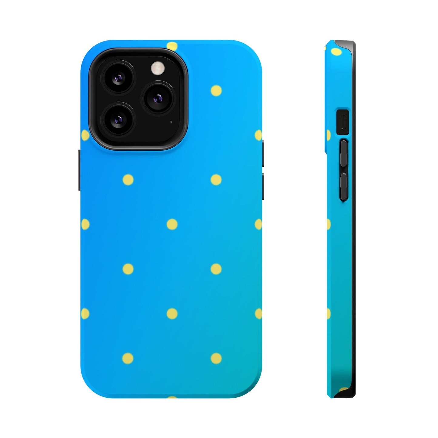 Blue Ocean Gradient Polka Dots MagSafe iPhone Case – Shockproof, Smooth Matte Finish, Dual-Layer Design