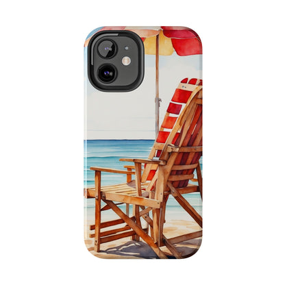 Beach Bliss iPhone Series Case – Relaxing Seaside Chair and Umbrella Design