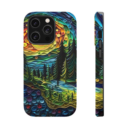 Radiant Forest Sunset MagSafe iPhone Case – Artistic Landscape Design