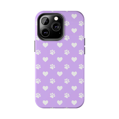 Lilac Paw Prints & Hearts – iPhone Case