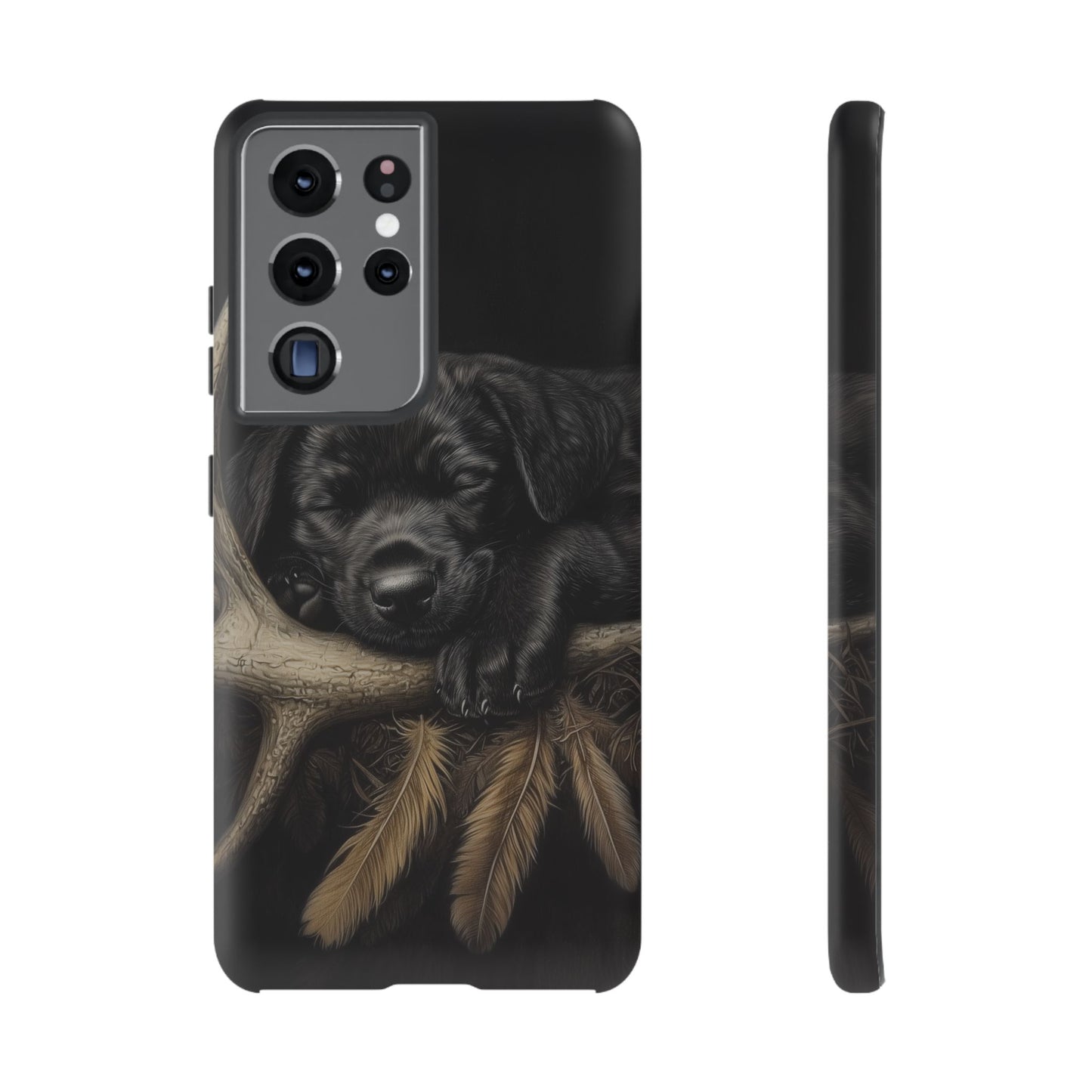 Adorable Black Labrador Puppy on Feathers Samsung Galaxy Case