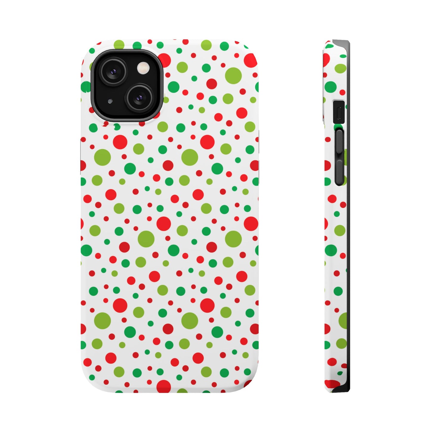 Red & Green Christmas Polka Dots – MagSafe iPhone Case