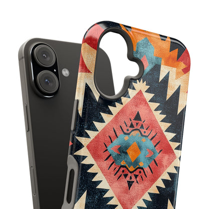 Bold Aztec Pattern Tough MagSafe iPhone Case – Vibrant Geometric Design, Dual-Layer Protection