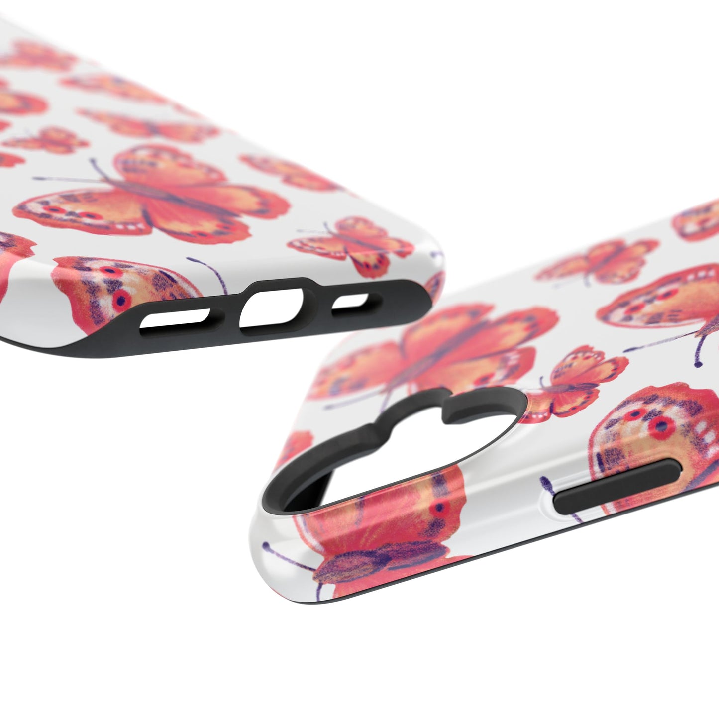 Coral Butterfly MagSafe iPhone Case – Slim, Protective Design with Bold Watercolor Print