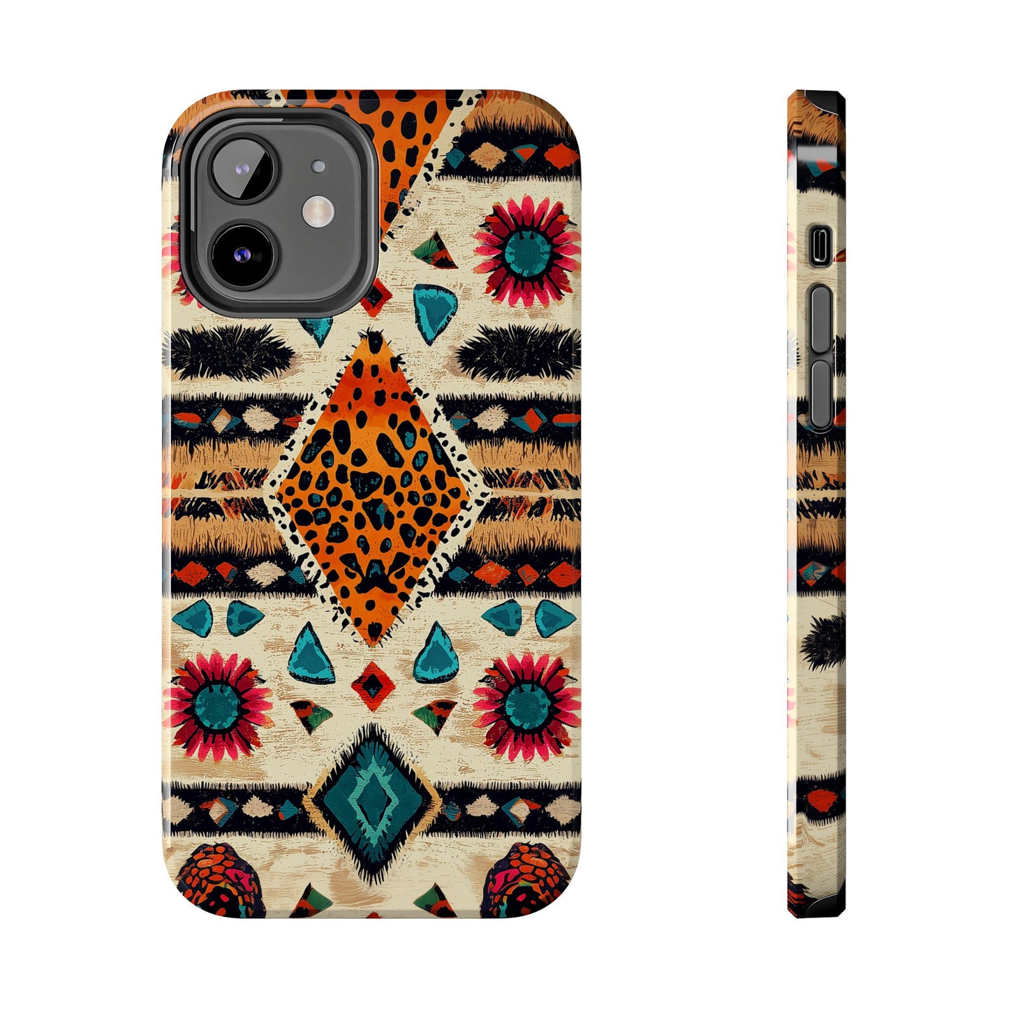 Wild Boho Leopard Print & Floral Tough iPhone Case – Eclectic Tribal Design, Dual - Layer Protection - BOGO Cases