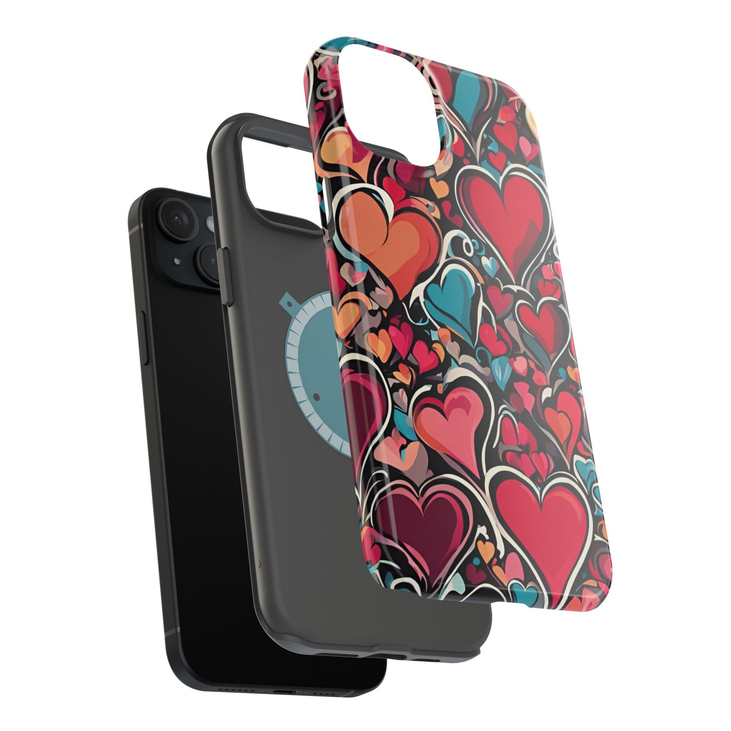 Vibrant Multicolor Heart Art – MagSafe-Compatible iPhone Case