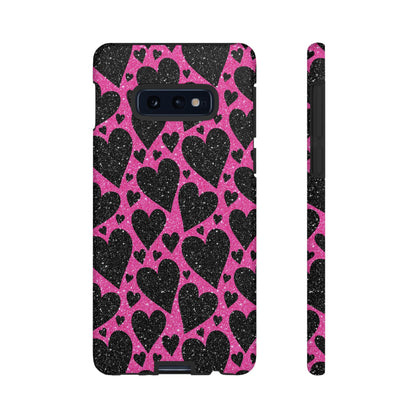 Pink Glitter Hearts Samsung Galaxy Case