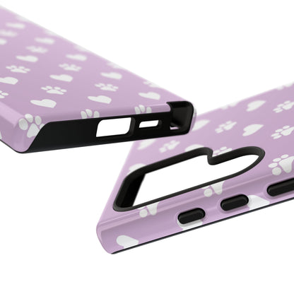 Purple Hearts & Paw Prints - Cute Pet Lover Phone Case