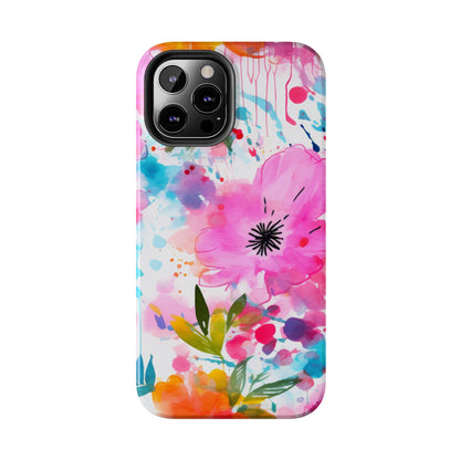 Color Splash Pink & Orange Watercolor Floral - iPhone Case